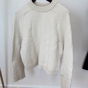 Lululemon Brushed Cotton Merino Blend Crewneck Sweater - Light Ivory
